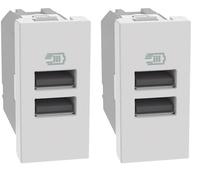 BTICINO MatixGO Presa di corrente con porta USB 1 modulo Bianco JW4191AA Caricatore USB con due porte tipo A, 15W (Confezione da 2)