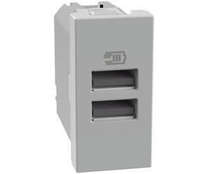 BTICINO MatixGO Presa di corrente con porta USB 1 modulo Grigio JG4191AA Caricatore USB con due porte tipo A, 15W