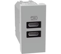 Caricatore USB con due porte tipo C MatixGo Bticino JG4191CC silver