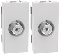 BTICINO MatixGO Presa TV 1 modulo Bianco JW4202F Connettore coassiale TV tipo F, impedenza 75 ohm, aggancio a vite (Confezione da 2)