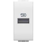 Bticino N4191A Caricatore USB con un ingresso tipo A, da installare nella placca Livinglight, per ricaricare dispositivi elettronici fino a 15W, 1 modulo, bianco