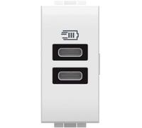 Bticino N4191CC Caricatore USB con due ingressi di tipo C, da installare nella placca Livinglight,per ricaricare un dispositivo elettronico fino a 15W o due dispositivi in simultanea, 1 posto, bianco