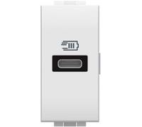 Bticino N4192C Caricatore USB con un ingresso tipo C, da installare nella placca Livinglight, per la ricarica rapida di dispositivi elettronici fino a 20W, 1 modulo, bianco