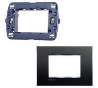 Placca Tecnopolimero con Supporto Telaio LivingLight Bticino Antracite 3 Posti LNA4803AR