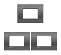 Bticino Placca Livinglight Air 3 Moduli, Grigio (Confezione da 3)