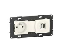 BTicino - Presa di corrente 16 A + caricatore doppio USB 2,4 A precablata Altegia con connessione a terminali automatici - finitura neve