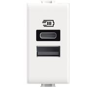BTicino PRESA USB DOPPIA MATIX TIPO C 15W 230V 1 MODULO BIANCO TENSIONE USCITA 5Vdc