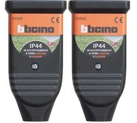 BTicino S2029GE Presa 10/16A in caucciù bimateria, standard IP44, ideale per spine piccole e grandi, Nero (Confezione da 2)