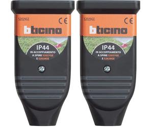 BTicino S2029GE Presa 10/16A in caucciù bimateria, standard IP44, ideale per spine piccole e grandi, Nero (Confezione da 2)