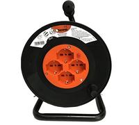 Avvolgicavo Prolunga 15 m 4 Prese Universali BTicino S2515N Nero/Arancio