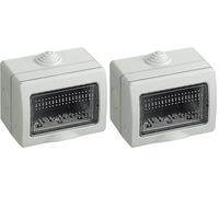 BTicino S25503E Custodia Idrobox IP55, Grigio, 3 Moduli, Bianco (Confezione da 2)