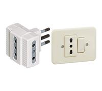BTicino S3603D Presa Tripla, Bianco + 1216N Serie Domino Deviatore, Presa Bipass