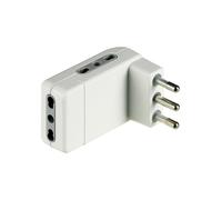 Adattatore Bticino salvaspazio Corner 3 prese bipasso e spina 16A bianco S3606DE