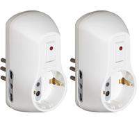 BTicino S3610DB Adattatore Safe Presa Multipla a 3 posti, con 1 Presa Schuko Standard Tedesco, 2 Prese Bivalenti 10/16A e Interruttore Automatico Luminoso di Sicurezza, colore Bianco (Confezione da 2)