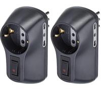 BTicino S3610GB Adattatore Safe Presa Multipla a 3 posti, con 1 Presa Schuko Standard Tedesco, 2 Prese Bivalenti 10/16A e Interruttore Automatico Luminoso di Sicurezza, colore Antracite