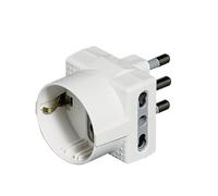BTicino S3611DE Adattatore TRIS 1 Schuko 2 prese bipasso 10/16A bianco 250V