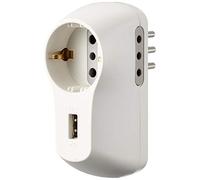 Adattatore B3 2 prese 10A 1 presa tedesca 1 USB alimentata e spina 10A bianco S3613DU
