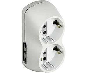 BTicino S3614D Adattatore B4 Presa Multipla a 4 posti, con 2 prese Schuko standard tedesco e 2 prese bivalenti10/16 A, Spina grande 16A, colore Bianco