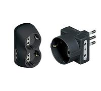 Bticino S3614G Adattatore B4, Bipasso 10/16A E 2 Prese P30, Spina 16A, 1500 W, 250 V, Nero & S3610G Adattatore Tris Con 1 Presa Tedesca 2 Prese, 10A, Colore Antracite, 1500 W, 250 V, Nero