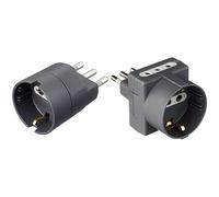 BTicino S3624GE Adattatore per Spina Tedesca, Grigio (Antracite), 16A + BTicino S3610G Adattatore Tris a 3 Posti, con 1 Presa Schuko polivalente standard tedesco e 2 Prese piccole 10A, 1500 W, 250 V