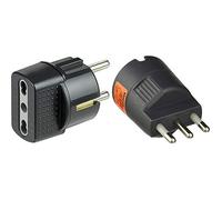 Bticino S3625Ge Adattatore Con Spina Tedesca E Presa Bipasso, Colore Nero & S3624Ge Adattatore Per Spina Tedesca, Grigio (Antracite), 16A
