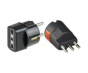 Bticino S3625Ge Adattatore Con Spina Tedesca E Presa Bipasso, Colore Nero & S3624Ge Adattatore Per Spina Tedesca, Grigio (Antracite), 16A