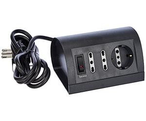 Bticino S3711GB Ciabatta Multipresa da Scrivania/Tavolo con Interruttore Luminoso, Nero