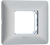 BTicino SAM4802MSL Matix Kit, Supporto e Placca a 2 Moduli, Silver