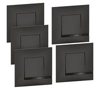 BTicino - Set di 5 interruttori o viva Altège 10AX 250V con connessione a morsetti automatici, forniti completi con placche di finitura nera notte e ganci di fissaggio per rinnovo