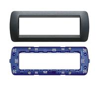 Bticino Set supporto a 7 moduli, per scatola da incasso, Placca 7 moduli, placchetta interruttore luce livinglight, Serie Civile Ticino (1 supporto e 1 placca)
