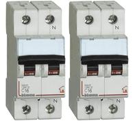 Bticino SFC810NC16 Interruttore Magnetotermico, per la Protezione contro i Cortocircuiti e Sovraccarichi di Circuiti Elettrici, 2 Moduli DIN (Confezione da 2)