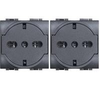 BTicino SL4140V16FF Livinglight Presa Universale, Flat, Antracite (Confezione da 2)