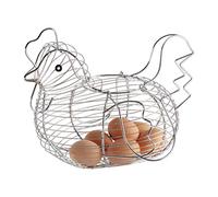 Bticx Cestino per uova di gallina in filo metallico, design a forma di pollo, cesto per frutta e frutta, cestino portaoggetti da per casa Kicthen