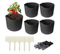 BTIUGYI 5 sacchetti per piante da 40 l, con tappetino per vaso, in tessuto non tessuto, con manici, vaso in tessuto con 100 x 100 cm, per patate, pomodori e verdure