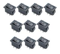Btkigl 10 pezzi Interruttore a pulsante SPST 2 pin KCD11 Interruttore a bilanciere a scatto On/Off Interruttore di alimentazione 3A 250V 10x15mm (Nero)