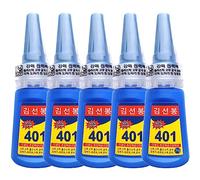 Btkigl 5 Pezzi 401 Colla Bottiglia di Adesivo Istantaneo Veloce Super Colla Multiuso Colla Adesiva Liquida Incolore Super Forte