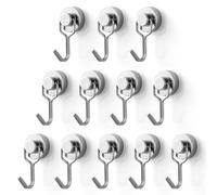 BTLIN Ganci Magnetici Mini, Potenti Neodimio Calamite con Piccoli Gancio, Carico Massima 9KG per Cucina, Frigorifero, Ufficio, Garage, 12 Pezzi