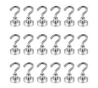 BTLIN Ganci Magnetici Piccoli, Potenti Neodimio Calamite con Mini Gancio, Carico Massima 8KG per Cucina, Frigorifero, Ufficio, Magazzino, Garage, 18 Pezzi