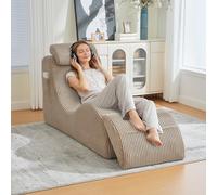 BTM Poltrona Relax Moderna ed Ergonomica con Cuscino Rimovibile, Funzione Reclinabile e per la Lettura, Comoda Cachi