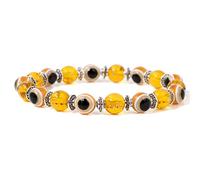 BTMDECOR 2 braccialetti con perline colorate con occhio della fortuna per donne e uomini, braccialetti elastici con cristalli, idea regalo, 21cm, Agata