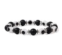 BTMDECOR 2 braccialetti con perline colorate con occhio della fortuna per donne e uomini, braccialetti elastici con cristalli, idea regalo, 17cm, Agata