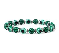 BTMDECOR 2 braccialetti con perline colorate con occhio della fortuna per donne e uomini, braccialetti elastici con cristalli, idea regalo, 17cm, Agata