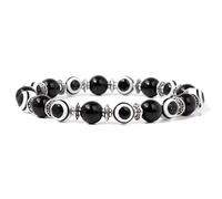 BTMDECOR 2 braccialetti con perline colorate con occhio della fortuna per donne e uomini, braccialetti elastici con cristalli, idea regalo, 17cm, Agata