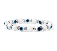 BTMDECOR 2 braccialetti con perline colorate con occhio della fortuna per donne e uomini, braccialetti elastici con cristalli, idea regalo, 19cm, Agata