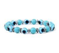 BTMDECOR 2 braccialetti con perline colorate con occhio della fortuna per donne e uomini, braccialetti elastici con cristalli, idea regalo, 17cm, Agata