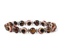 BTMDECOR 2 braccialetti con perline colorate con occhio della fortuna per donne e uomini, braccialetti elastici con cristalli, idea regalo, 17cm, Agata