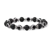 BTMDECOR 2 braccialetti con perline colorate con occhio della fortuna per donne e uomini, braccialetti elastici con cristalli, idea regalo, 19cm, Agata