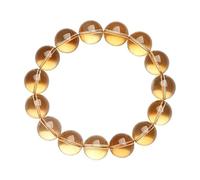 BTMDECOR Bracciale in cristallo di quarzo giallo naturale, perle lucide per il bilancio energetico, varie dimensioni, gioielli con pietre preziose traslucide, One Size, Agata