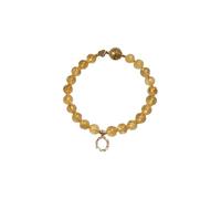 BTMDECOR Braccialetto in quarzo rutilato dorato per citrino giallo e fantasma verde, gioielli semplici ed eleganti per le donne