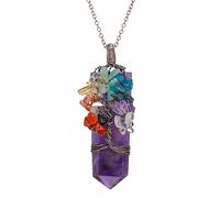 BTMDECOR Ciondolo a forma di albero della vita in cristallo naturale, collana con punto di energia avvolto in filo metallico, fatto a mano, diverse varianti, One Size, Agata